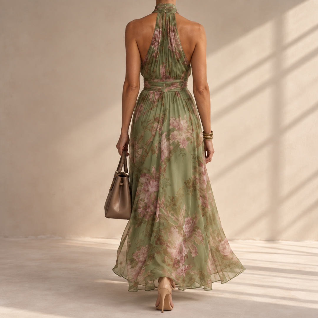 Mirelle | Gathered Halter Midi Dress