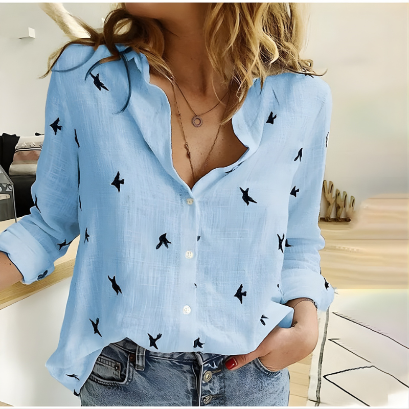 Leah™ Cotton Long Sleeve Blouse