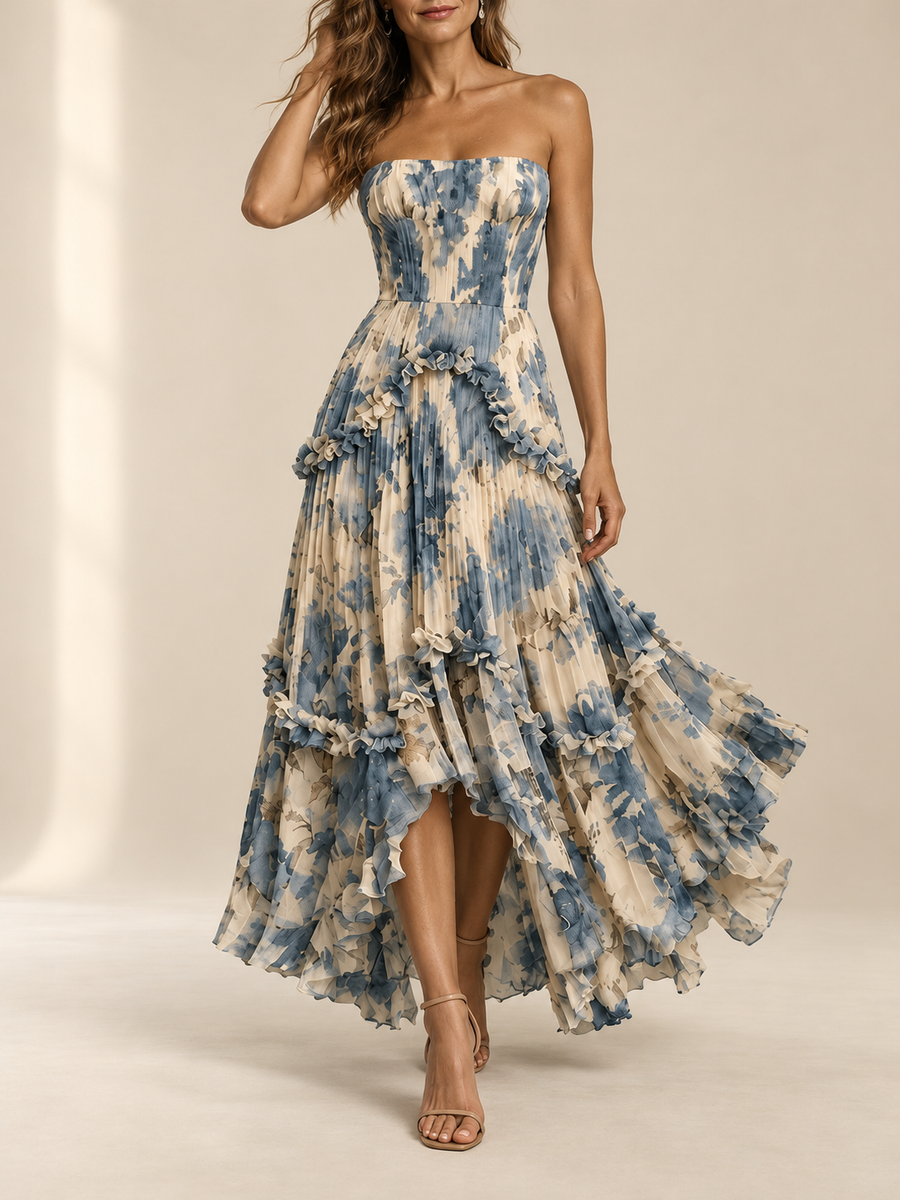 Rosalind | Strapless 3D Floral Maxi