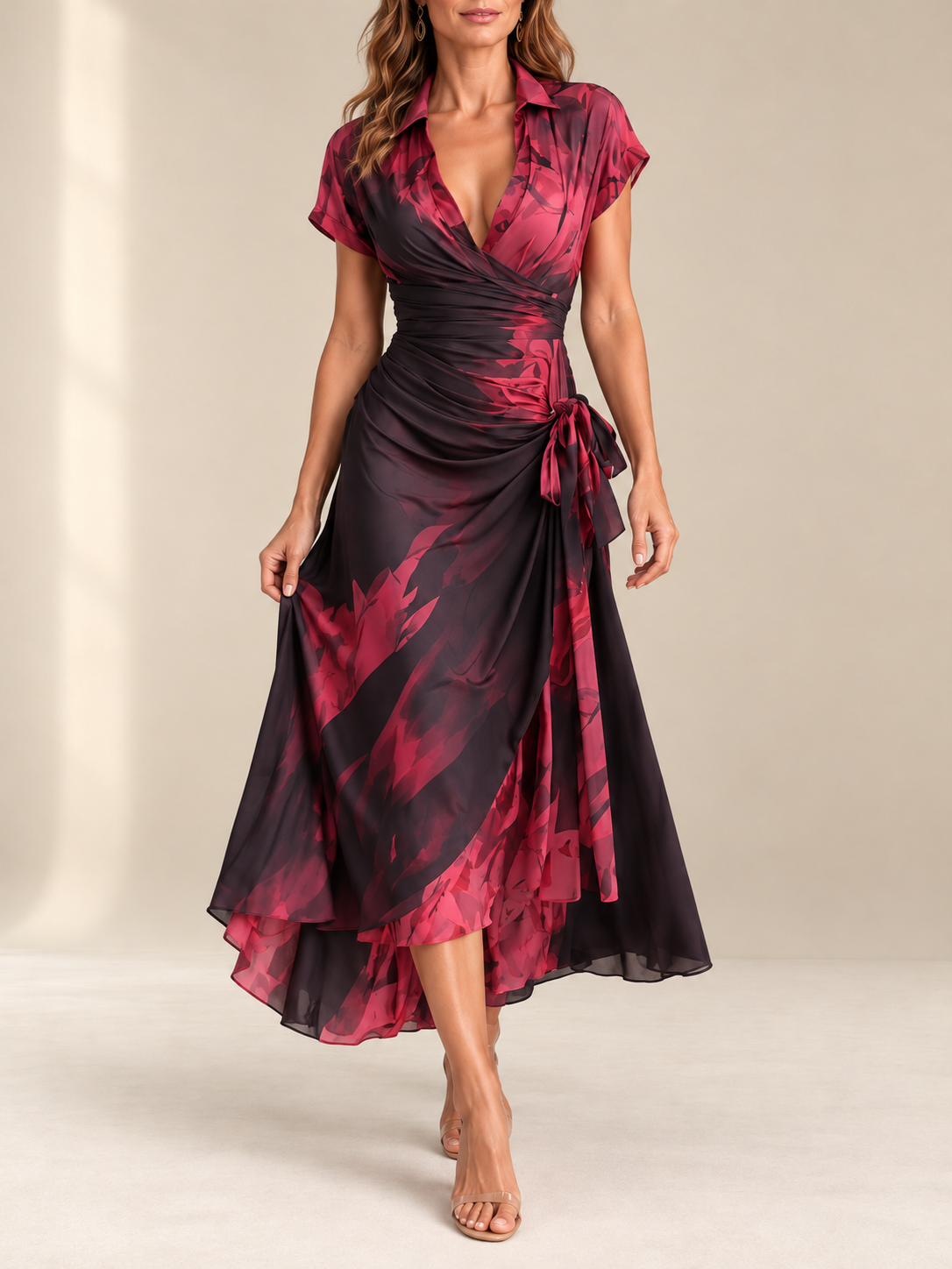 Marielle | Abstract Wrap Midi Dress
