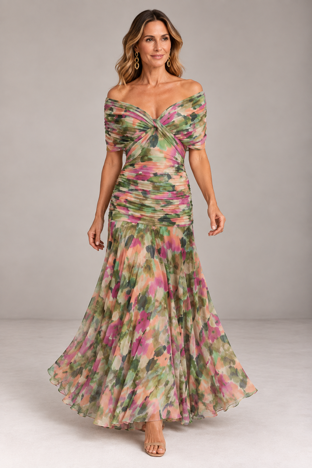 Ignacia™ - Long Pleated Floral Dress