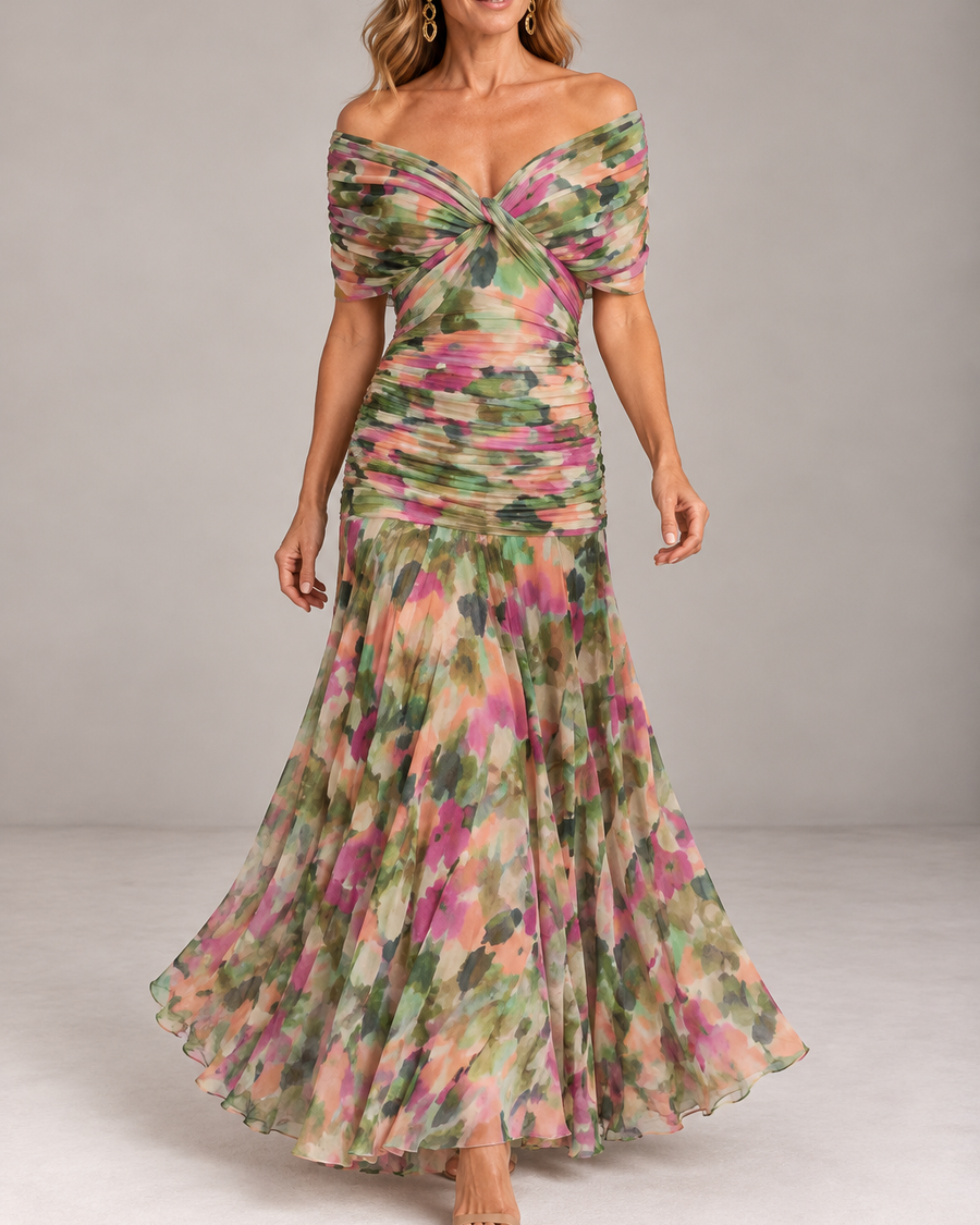 Ignacia™ - Long Pleated Floral Dress