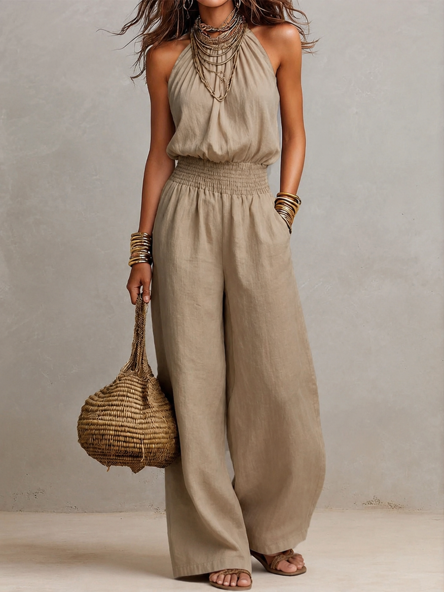 VALERIA | Halter Neck Wide-Leg Jumpsuit
