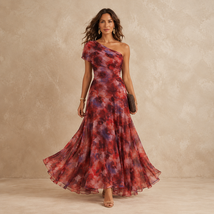 Valentina™ | Watercolor Off-Shoulder Long Dress