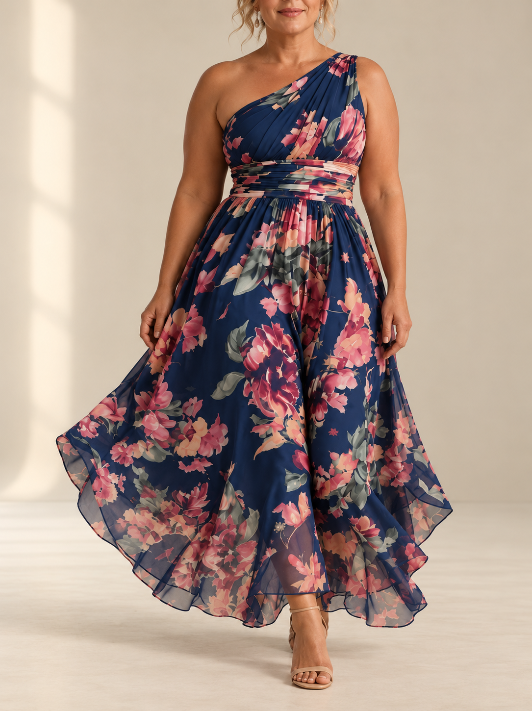 Adeline | One-Shoulder Floral Dress