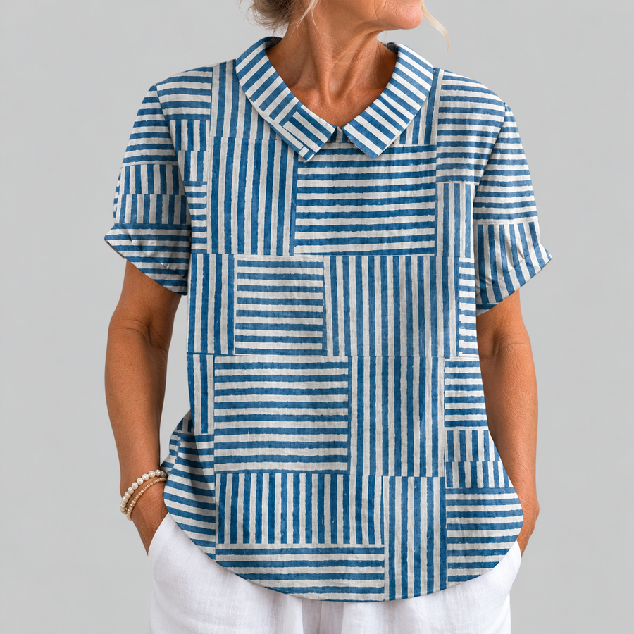 Gia | Striped Patchwork Blouse