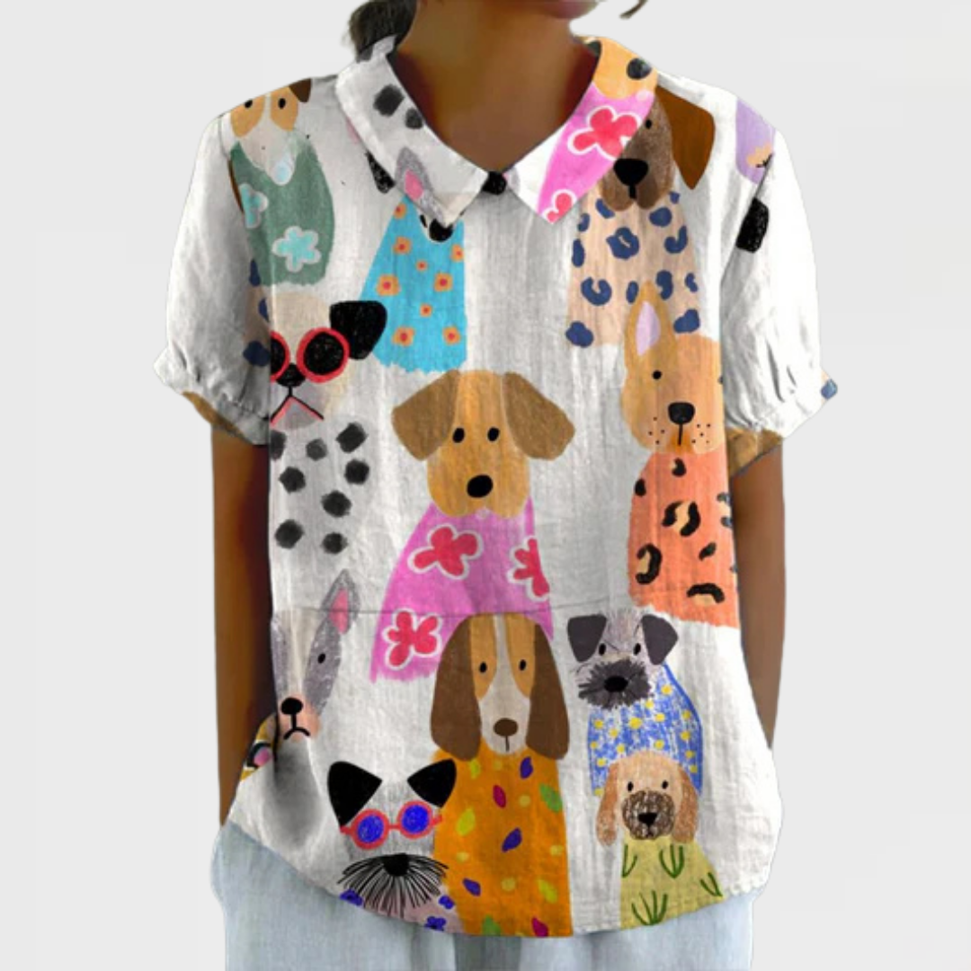 Pippa - Dog Print Top