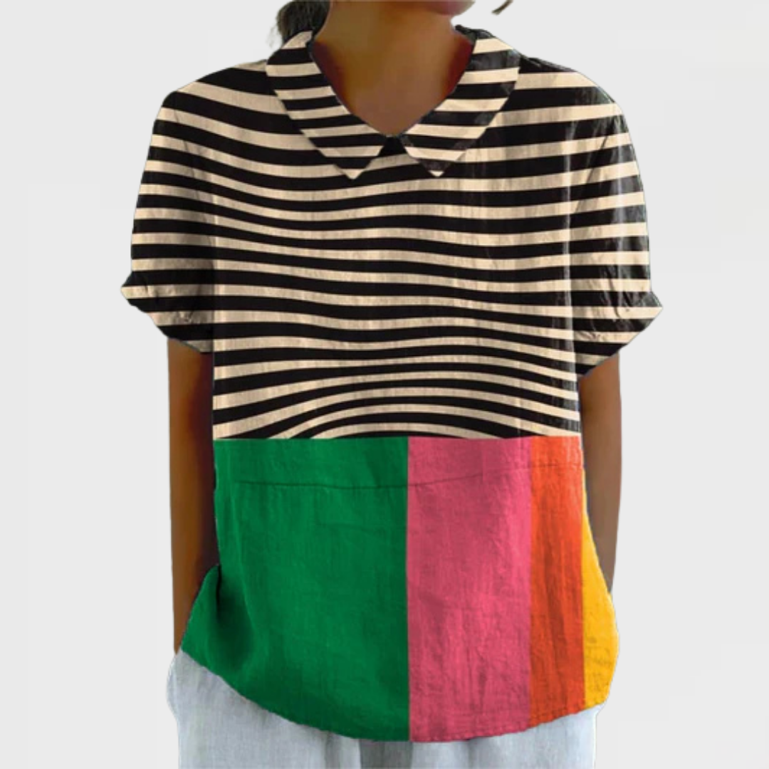 Brea - Bold Stripes and Colour Block Top