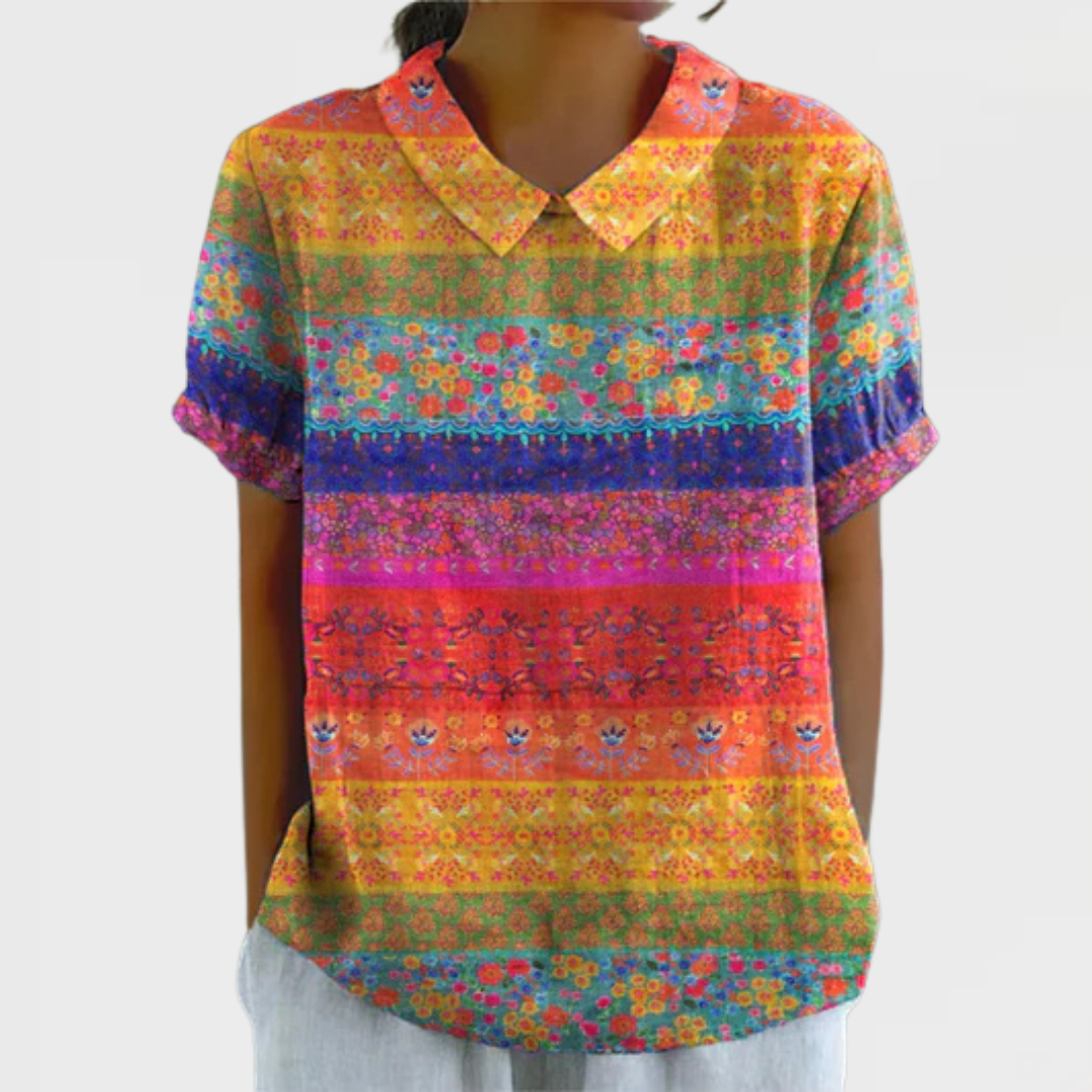 Nia - Floral Striped Top