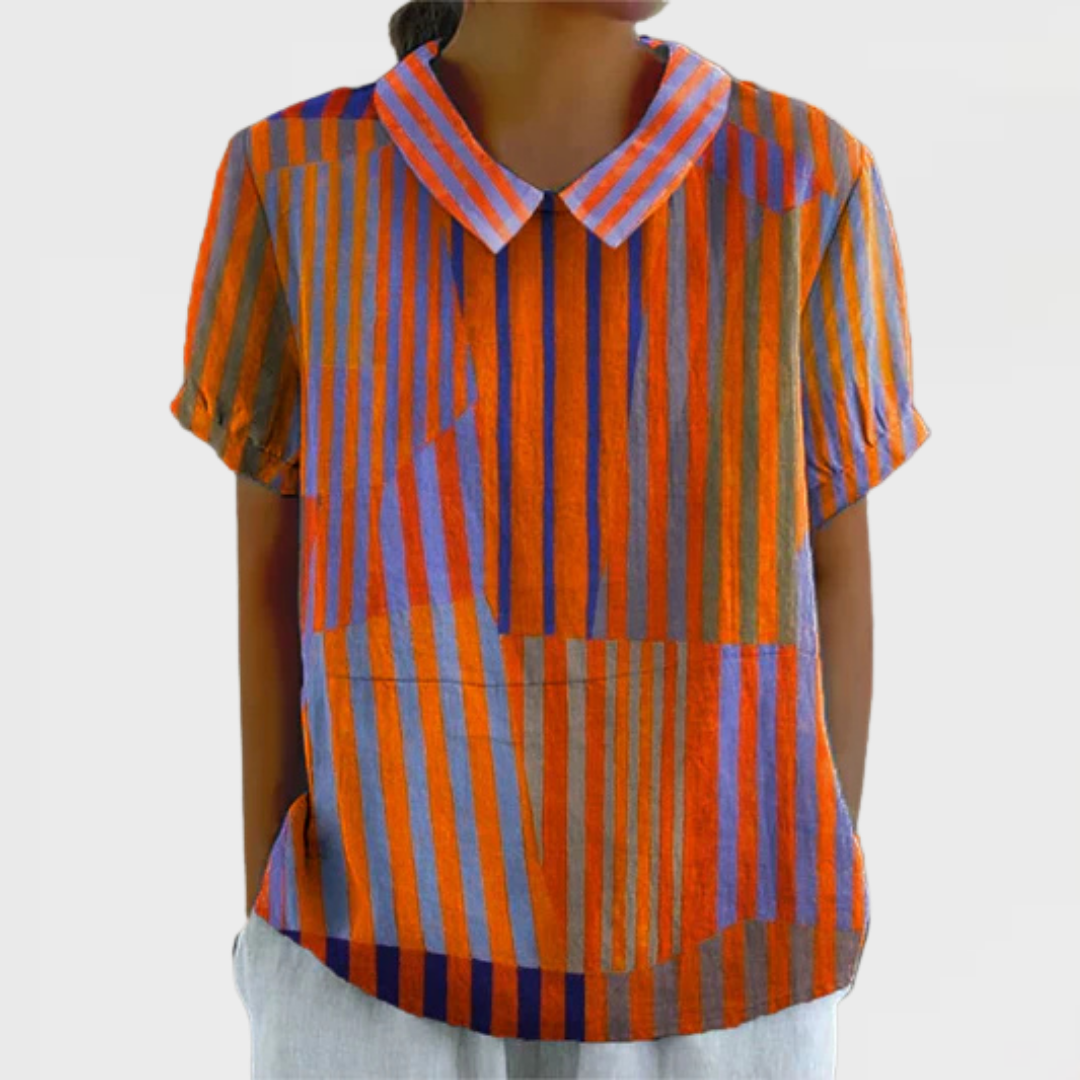 Rose - Geometric Striped Top