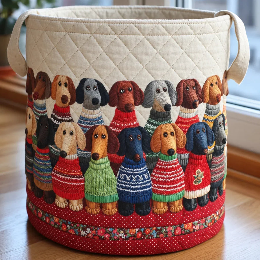 Fritz | Dachshund Sweater Parade Laundry Basket