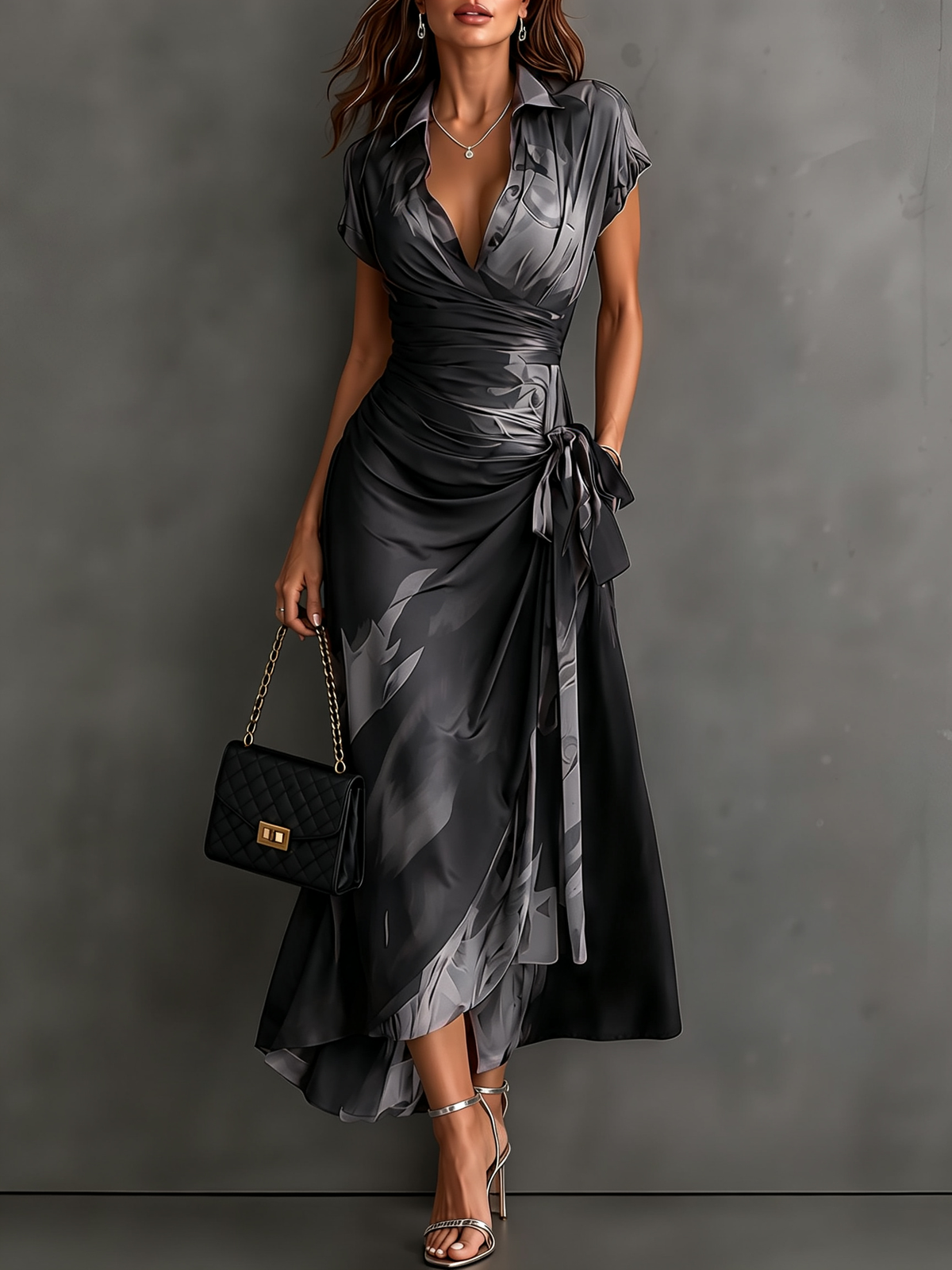 Marielle | Abstract Wrap Midi Dress