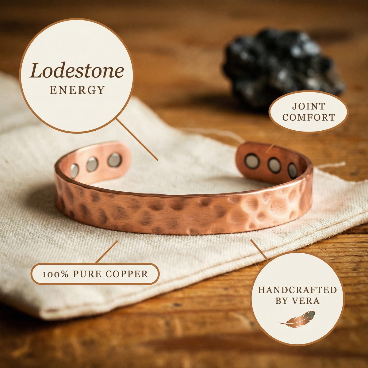Hester's Lodestone Copper Bracelet
