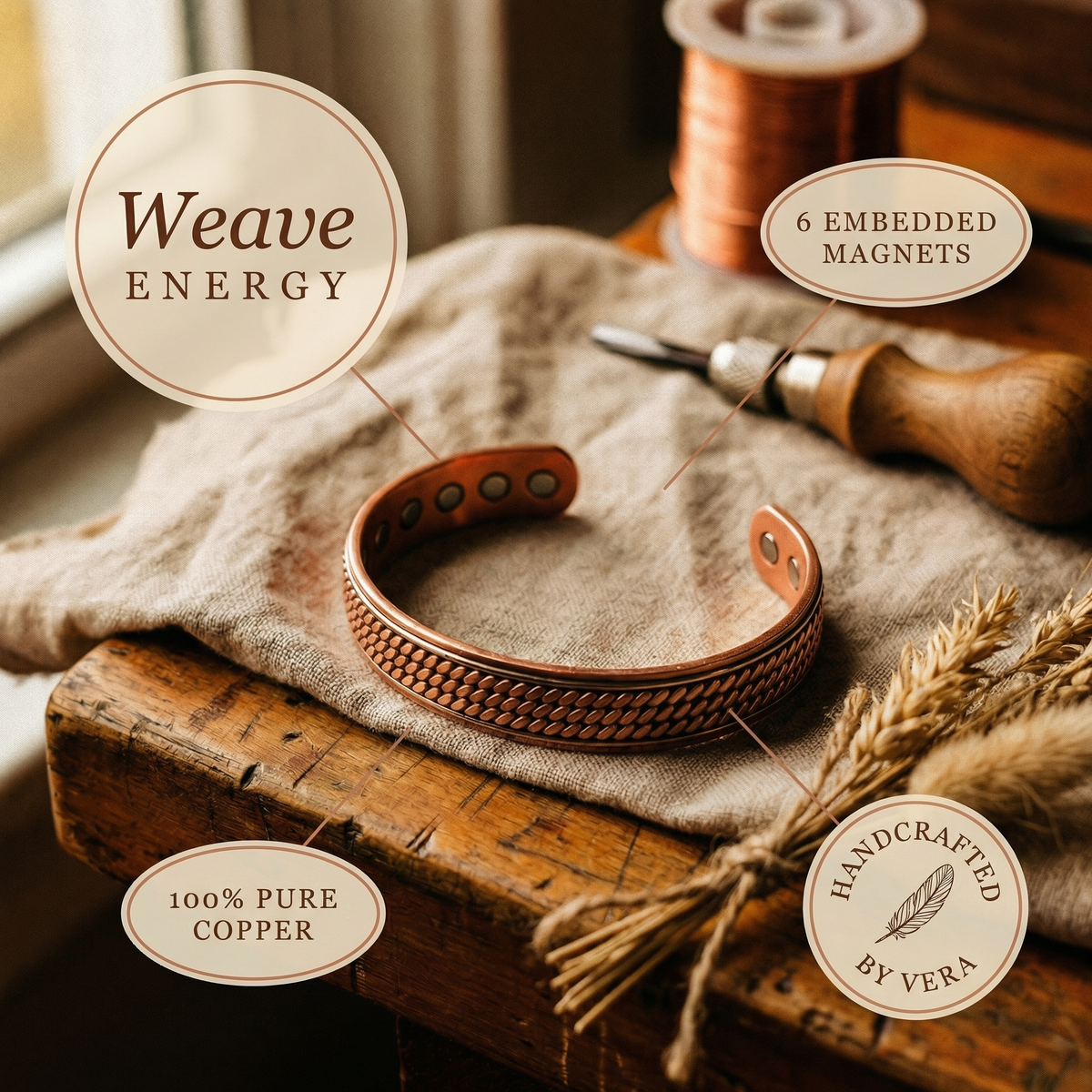 Hester's Wave Copper Bracelet