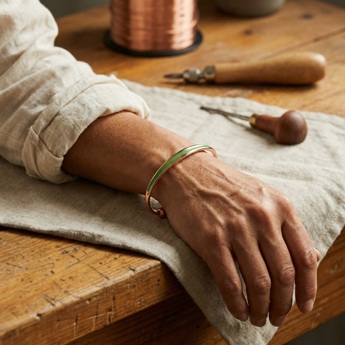 Hester's Jade Copper Bracelet