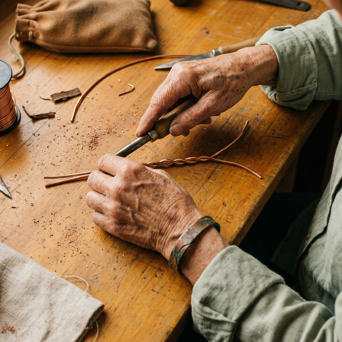 Hester's Seam Copper Bracelet