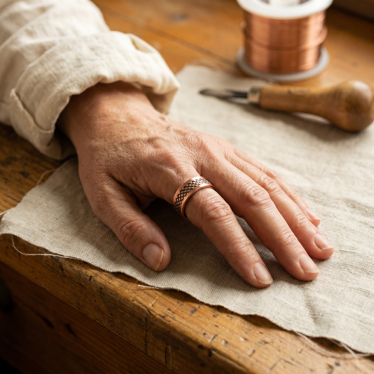 Hester's Grid Copper Ring
