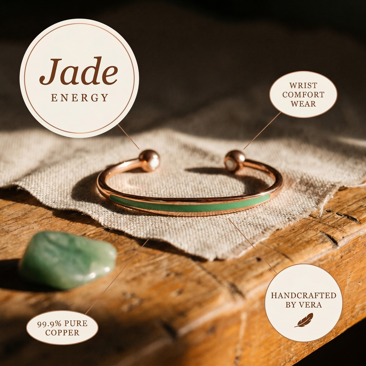 Hester's Jade Copper Bracelet