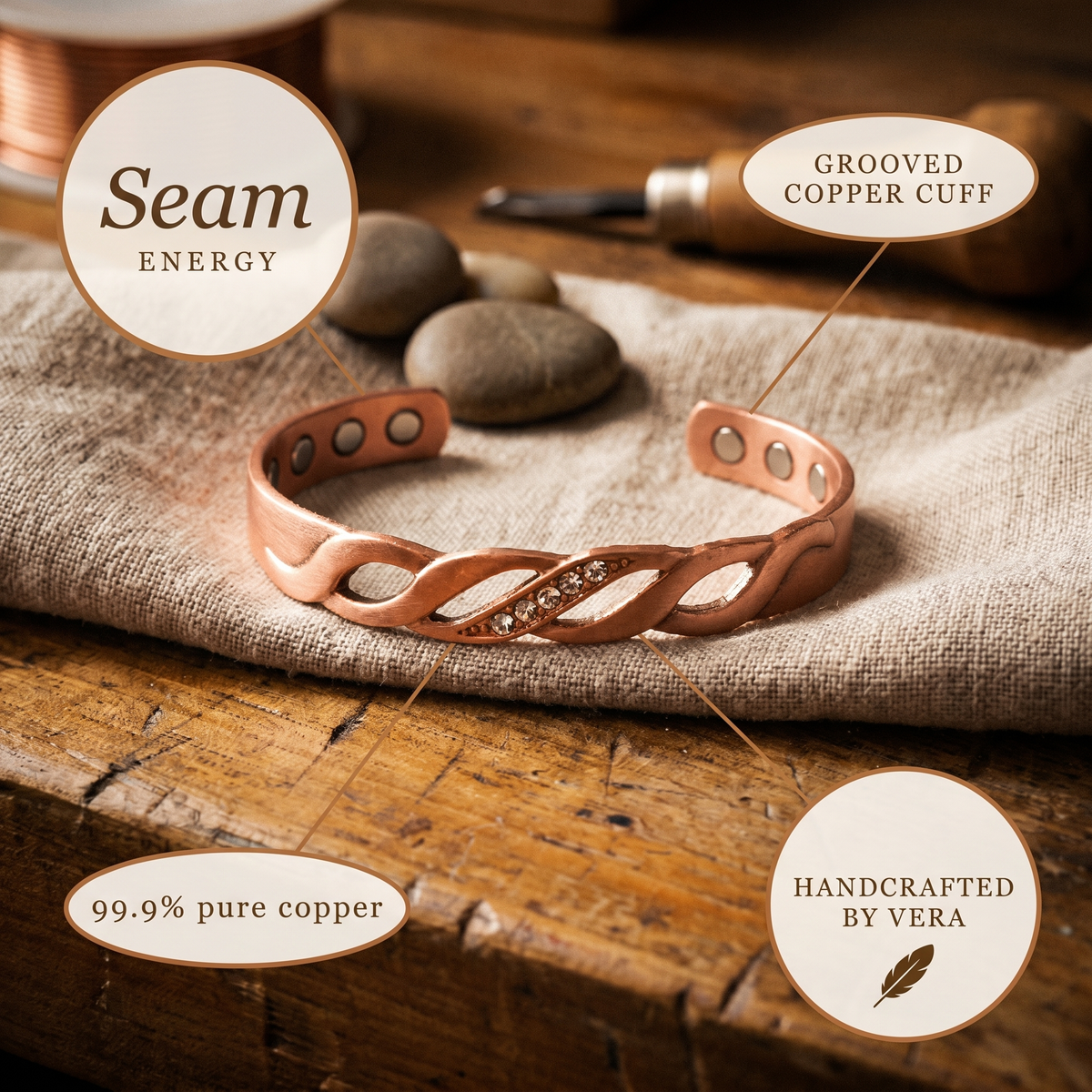 Hester's Seam Copper Bracelet
