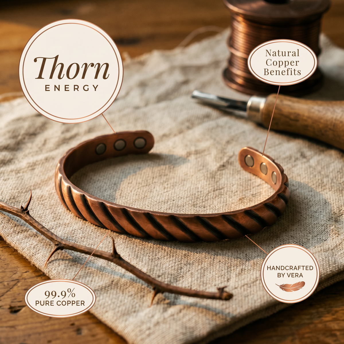 Hester's Thorn Copper Bracelet