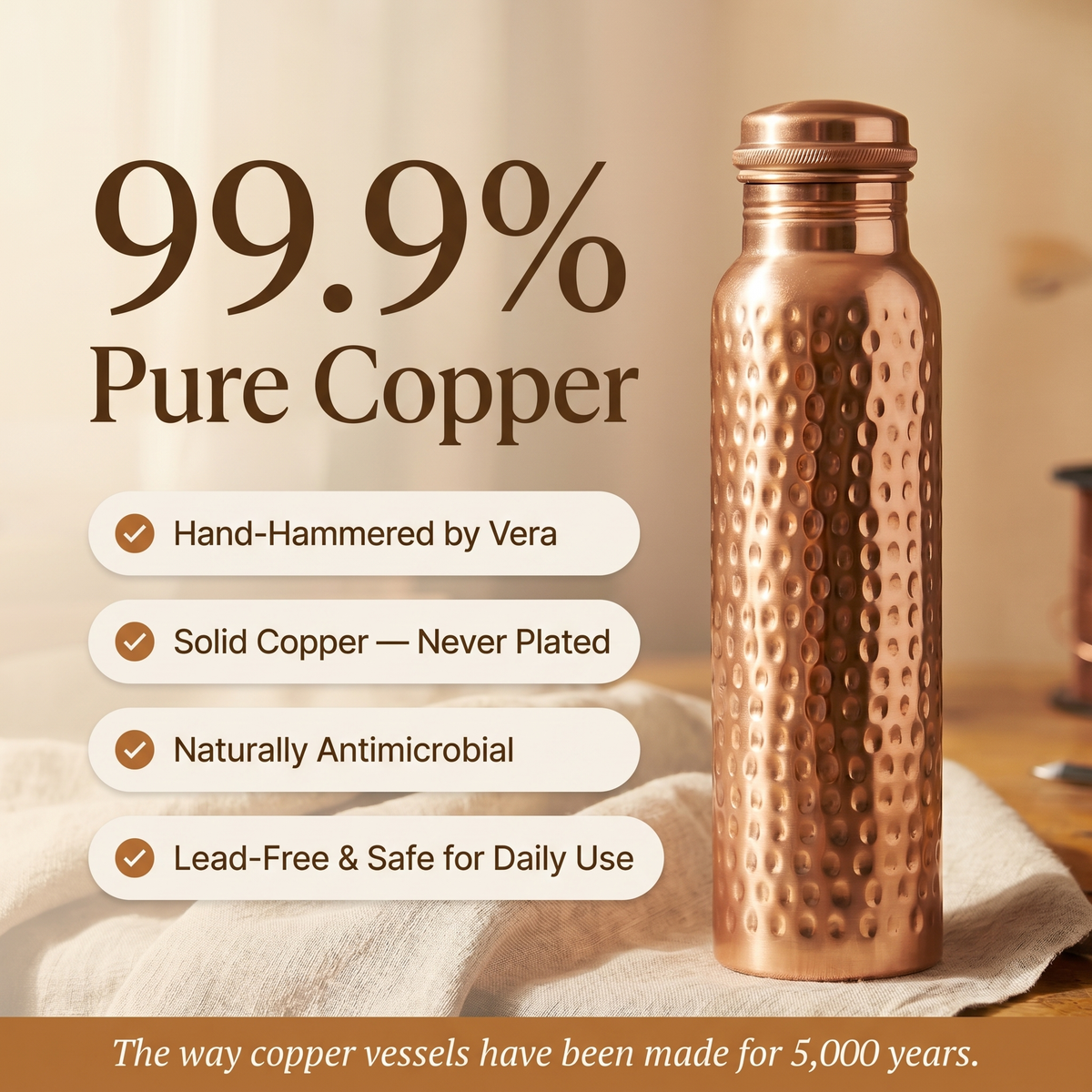 Hester's Pure Copper Water Bottle