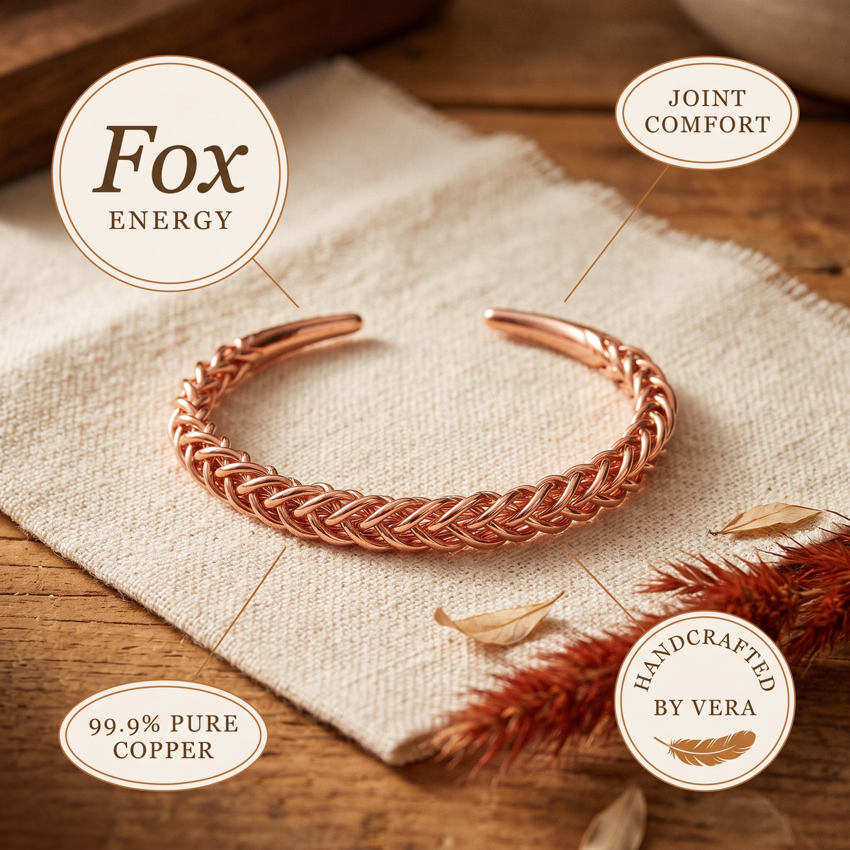 Hester's Fox Copper Bracelet