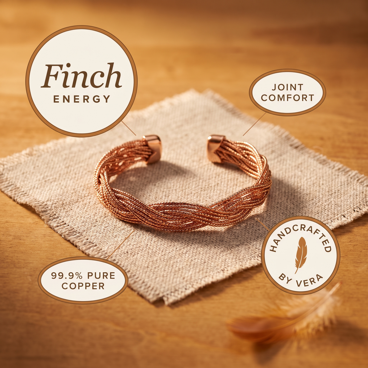 Hester's Finch Copper Bracelet