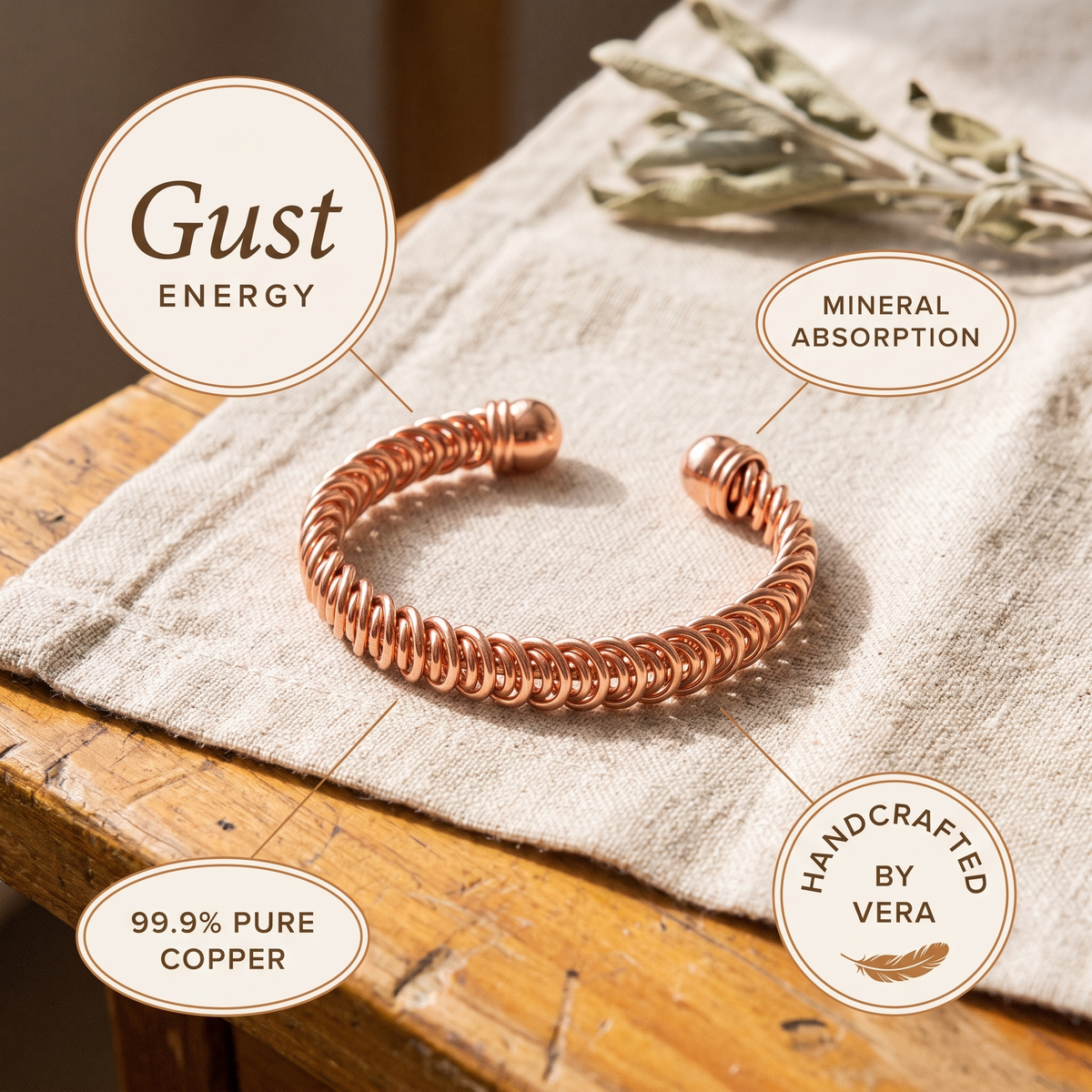 Hester's Gust Copper Bracelet
