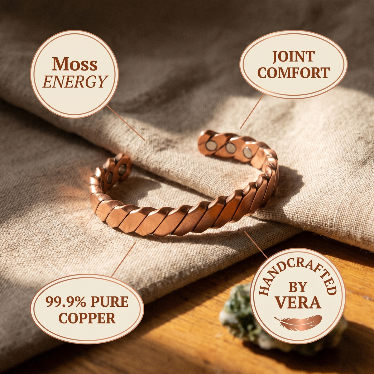 Hester's Moss Copper Bracelet