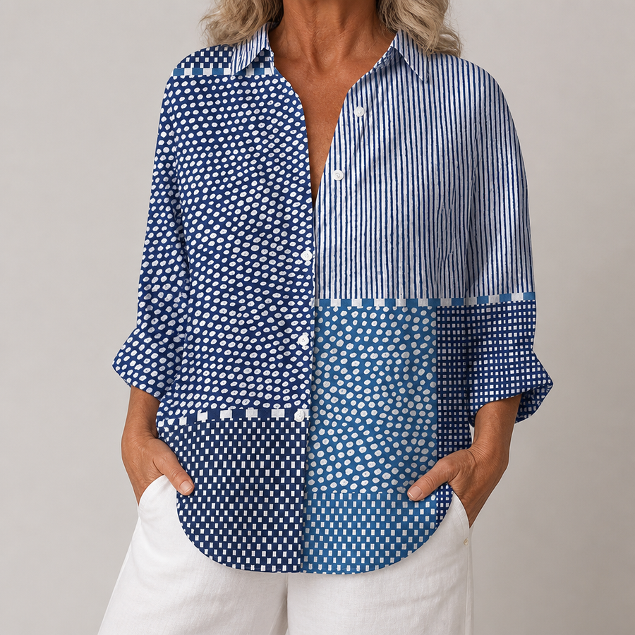 Sophie | Ocean Patchwork Blouse