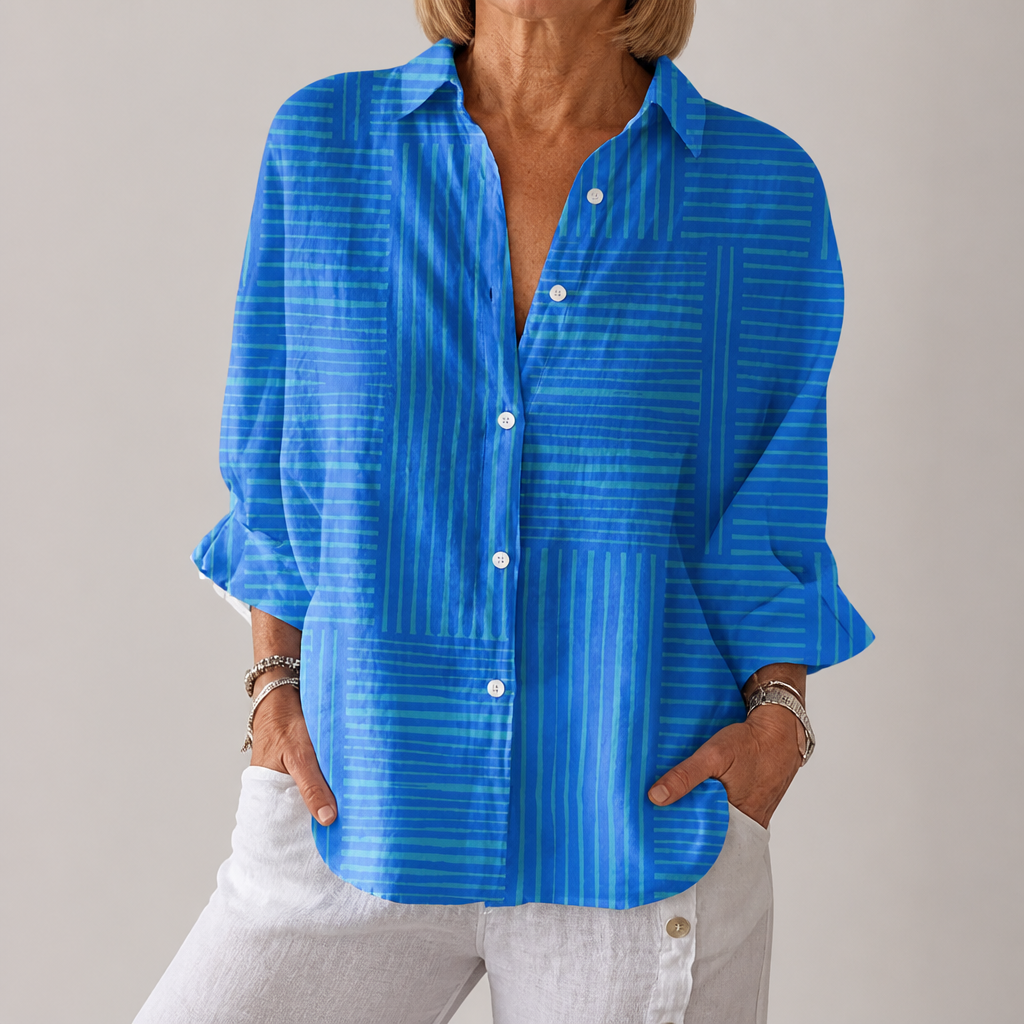 Ashley | Azure Stripe Blouse