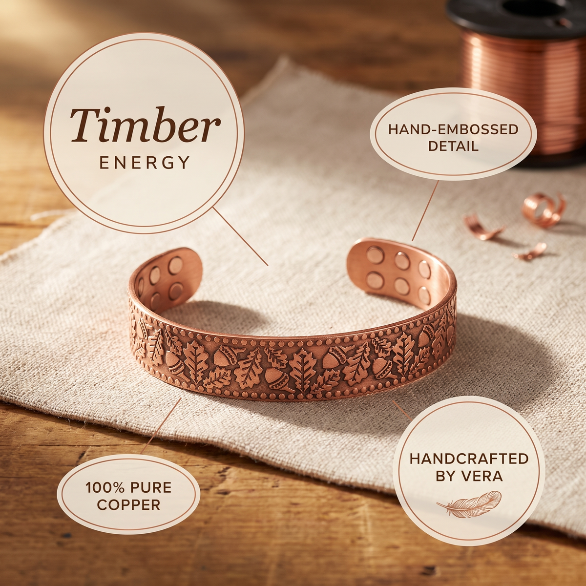 Hester's Timber Copper Bracelet