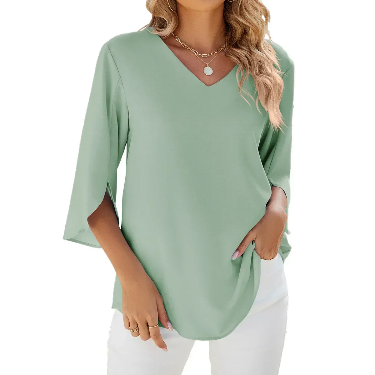 Jadzia™ Relaxed V-Neck Blouse